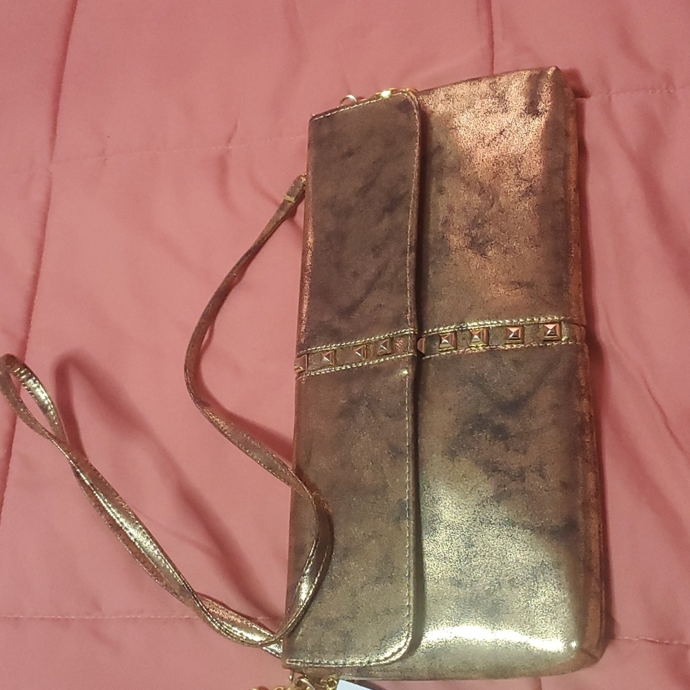 La Sera by Franchi Women's Tia Antique Metallic Clutch Purse, Gold from Clutches